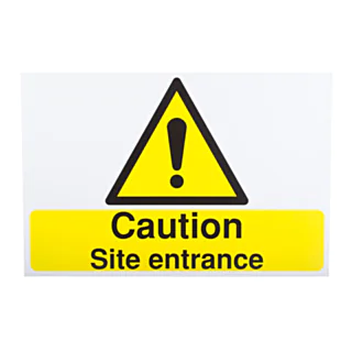 Sign: Caution Site Entrance - 600 mm x 400 mm