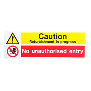 Sign: Refurbishment in Progress - 600 mm x 200 mm