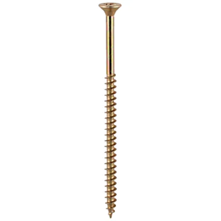 Yellow Passivated CSK Pozi Woodscrew - 5 mm x 100 mm